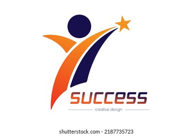 Success. Template of a logo, sticker, brand or label for a creative idea. Flat style