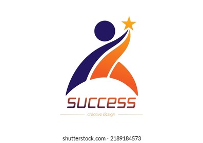 Success. Template of a logo, sticker, brand or label for a creative idea. Flat style