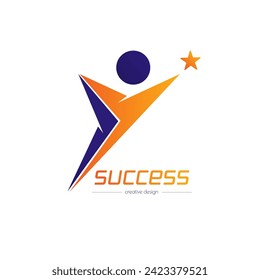 Success. Template of a logo, sticker, brand or label for a creative idea. Flat style