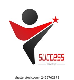 Success. Template of a logo, sticker, brand or label for a creative idea. Flat style