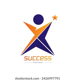 Success. Template of a logo, sticker, brand or label for a creative idea. Flat style