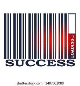 Success text in bar code. Loading bar. Relative for retail business