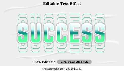Success text effect, trendy graphic style editable text
