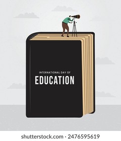 Success through knowledge, International day of Education, Educational success concept vector illustration for corporate, school, and library. Creative poster, banner, backdrop.