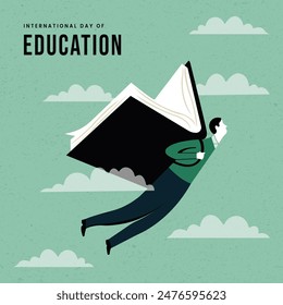 Success through knowledge, International day of Education, Educational success concept vector illustration for corporate, school, and library. Creative poster, banner, backdrop.