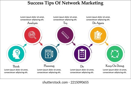 Success Tips for Network marketing with icons in an infographic template