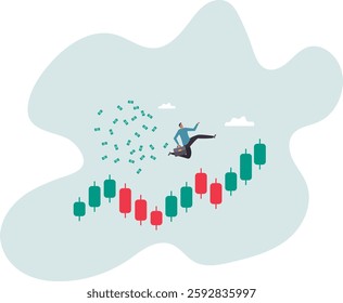 Success trader make profit with investment trading, stock market growth, get rich from Crypto trading .business concept.flat character.