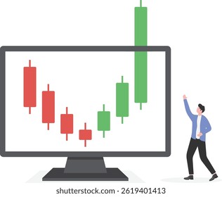 Success trader make profit with investment trading, stock market growth, get rich from Crypto trading concept,

