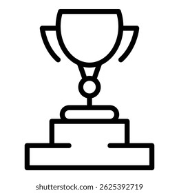 Vector de contorno de icono de trofeo de éxito. La recompensa del ganador. Mejores resultados