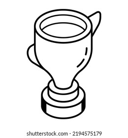 Success trophy line isometric icon