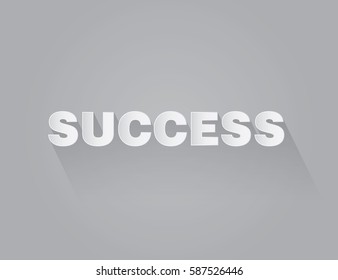 Success typography paper art and craft style on gray background