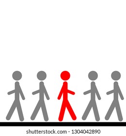 success, unique, man who goes against the crowd, exceptional, not like others, to resist, to go against the current, to go uphill - Vector