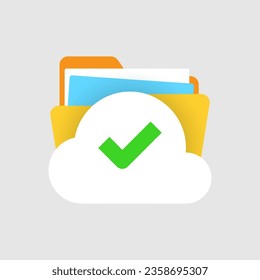 success upload data, document, file to cloud storage folder concept illustration flat design vector eps10. modern graphic element for landing page, empty state ui, infographic, icon