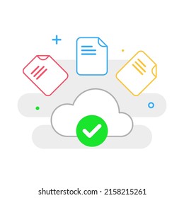 success upload, your file save in cloud storage concept illustration flat design vector eps10. modern graphic element for landing page, empty state ui, infographic, icon