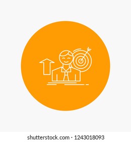 success, user, target, achieve, Growth White Line Icon in Circle background. vector icon illustration