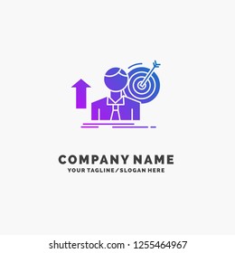 success, user, target, achieve, Growth Purple Business Logo Template. Place for Tagline.