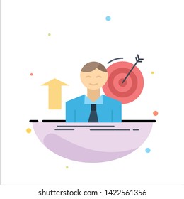 success, user, target, achieve, Growth Flat Color Icon Vector