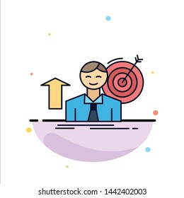 success, user, target, achieve, Growth Flat Color Icon Vector