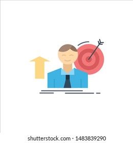 success, user, target, achieve, Growth Flat Color Icon Vector
