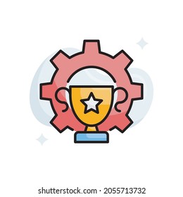 Ilustración de estilo de icono de contorno rellenado por vector con éxito. archivo EPS 10