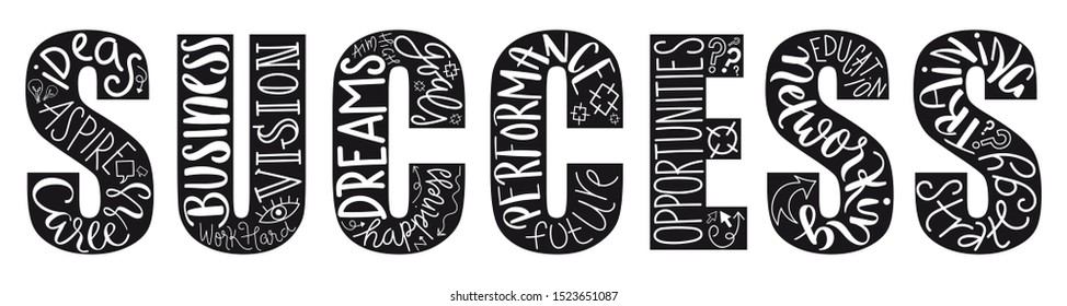SUCCESS vector hand lettering typography concept