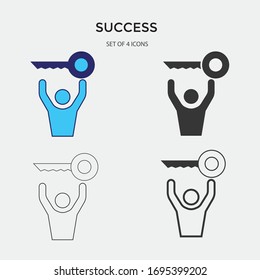 success vector icon holding keys