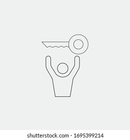 success vector icon holding keys