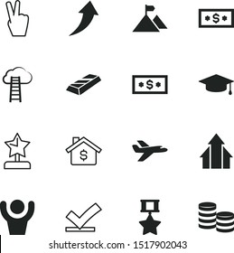 success vector icon set such as: peace, savings, excited, commercial, grow, brick, peak, income, two, small, travel, university, button, modern, development, raised, bachelor, jet, value, arrows