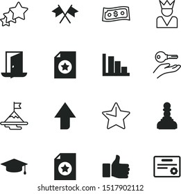 success vector icon set such as: verify, profit, decorative, seal, starry sky, agreement, graduation, banknote, two, master, academy, nobility, motivation, target, review, game, school, king, dollar
