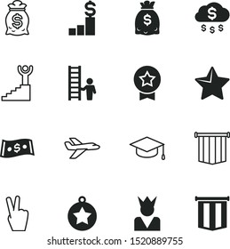 success vector icon set such as: bribe, line, airliner, gesture, bookmark, royal, avatar, ceremony, transport, thin, nobility, image, academic, air, university, hat, crown, falling, reward, academy