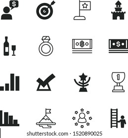 success vector icon set such as: accuracy, one, game, circle, wine, tournament, sales, stairway, ladder, tick, together, top, increase, development, summer, party, romance, person, bottle, strategy