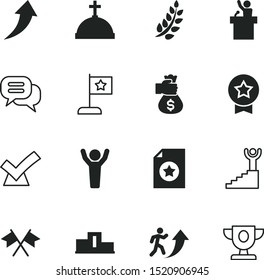 success vector icon set such as: dialog, flags, agreement, queen, emperor, kingdom, cash, crossed, step, site, approved, pedestal, level, rate, speaker, event, walk, badge, button, development, stick