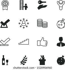success vector icon set such as: teamwork, champagne, favorite, object, payment, open, thumb, coin, tree, male, value, finger, place, down, staff, estate, together, verify, climb, currency, cash