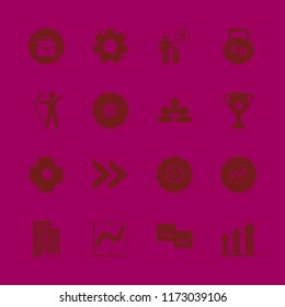 success vector icons set. with briefcase, weight, gear and graph in set
