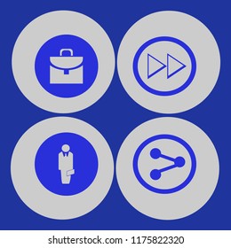 success vector icons set. with briefcase, share sign, businessman and right arrow in set