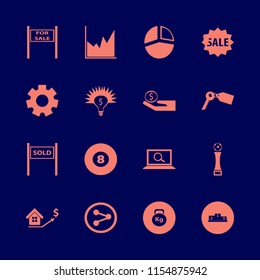 success vector icons set. with share sign, key tag, graph and real estate prices growth in set