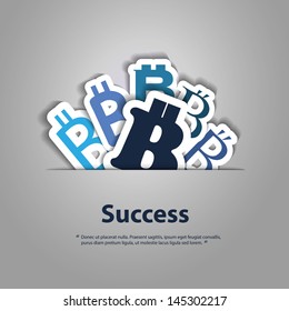 Éxito - Ilustración vectorial de los diseños de bitcoin