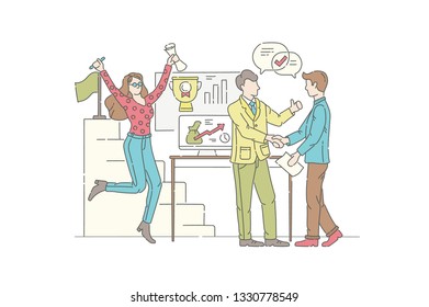 Success vector illustration concept. Symbol of winning, leadership, partnership. Landing page template. Template for website design.