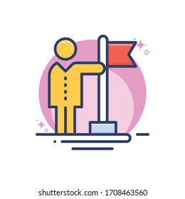 ilustración vectorial de éxito.  Icono de esquema de inicio y nuevo negocio. 