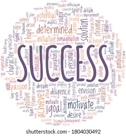 Success vector illustration word cloud isolated on a white background.