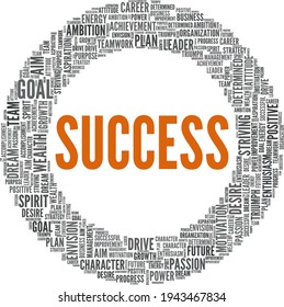 Success vector illustration word cloud isolated on a white background.