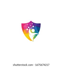 Success vector logo design. Development creative sign. Human abstract icon with star symbol.