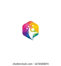 Success vector logo design. Development creative sign. Human abstract icon with star symbol.