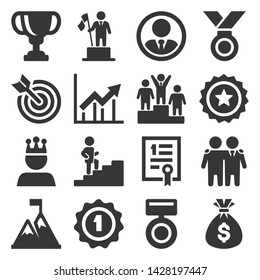 Success and Victory Icons Set on White Background. Vector