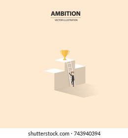 Success is waiting for us at the top of the wall. Business concept of goals, success, achievement and challenge. Vector illustration.