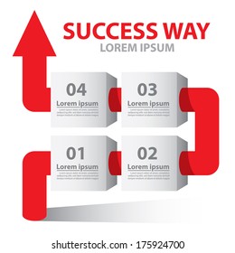 success way arrow with copy space box. vector illustration. Can be used for layout, web design, brochure, flyer, leaflet, infographics, banner, template