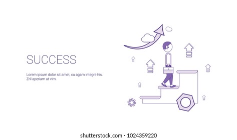 Banner web exitoso con espacio de copia Ilustración de vectores de concepto de victoria de liderazgo comercial