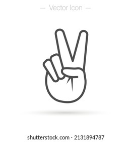 Success, winner concept line icon. Victory or peace hand gesture V sign, Isolated vector illustration. 