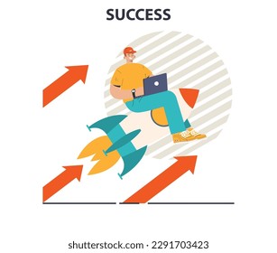 Success. Winning in competition. Getting reward or prize for achievement. Inspiration for a hard work and positive result. Flat vector illustration