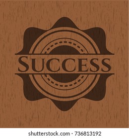 Success wooden emblem. Retro